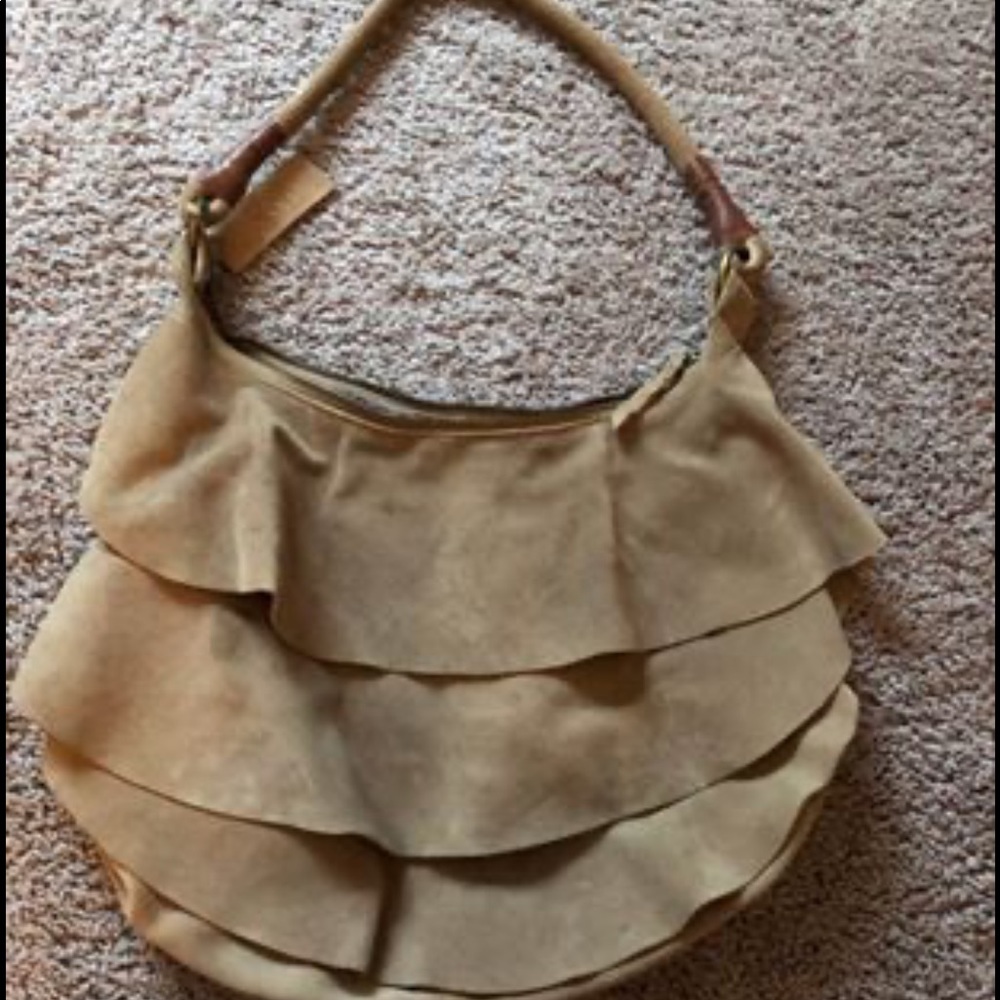 Suede Mo & Co hobo bag , tan.